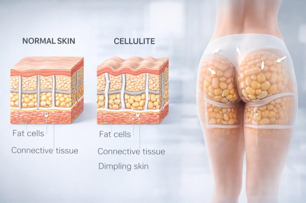 Was ist Cellulite? Ursachen, Aufbau und warum sie so häufig ist